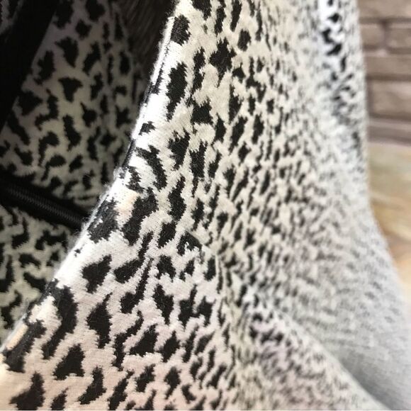 Anthropologie Hutch Textured Fit &  Flare Dress White Black Print Large - Picture 7 of 13